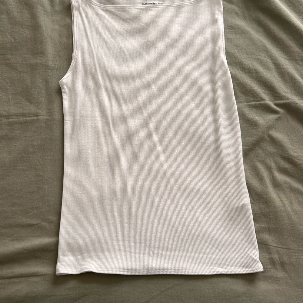 Abercrombie and fitch boat neck white Sleeveless Ribbed Top